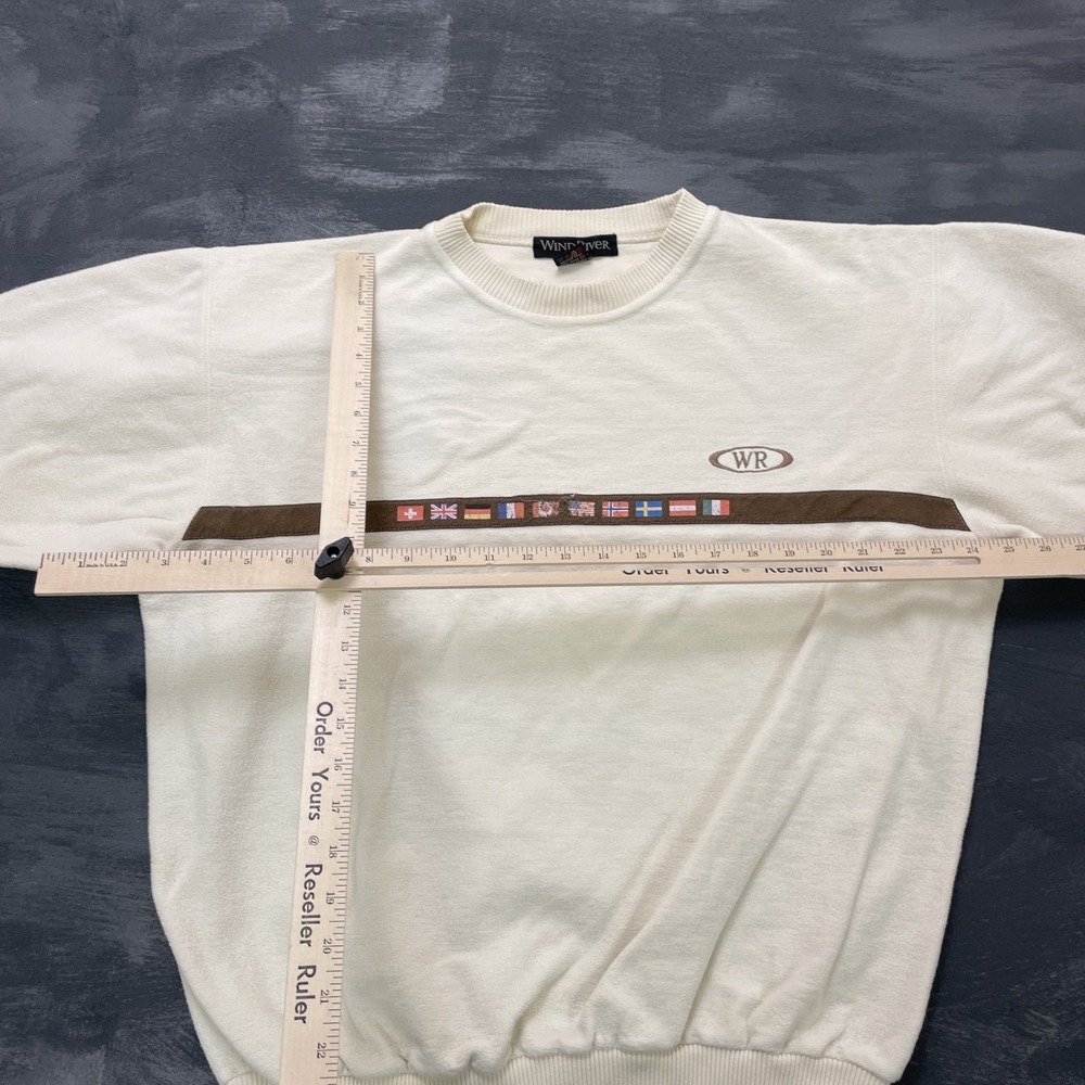 vintage Wind River world flags sweatshirt mens medium white 1990s Canada - Picture 7 of 10